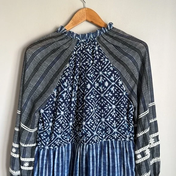 HEMANT AND NANDITA Long Sleeve Short Dress in Indigo Small - Picture 9 of 13